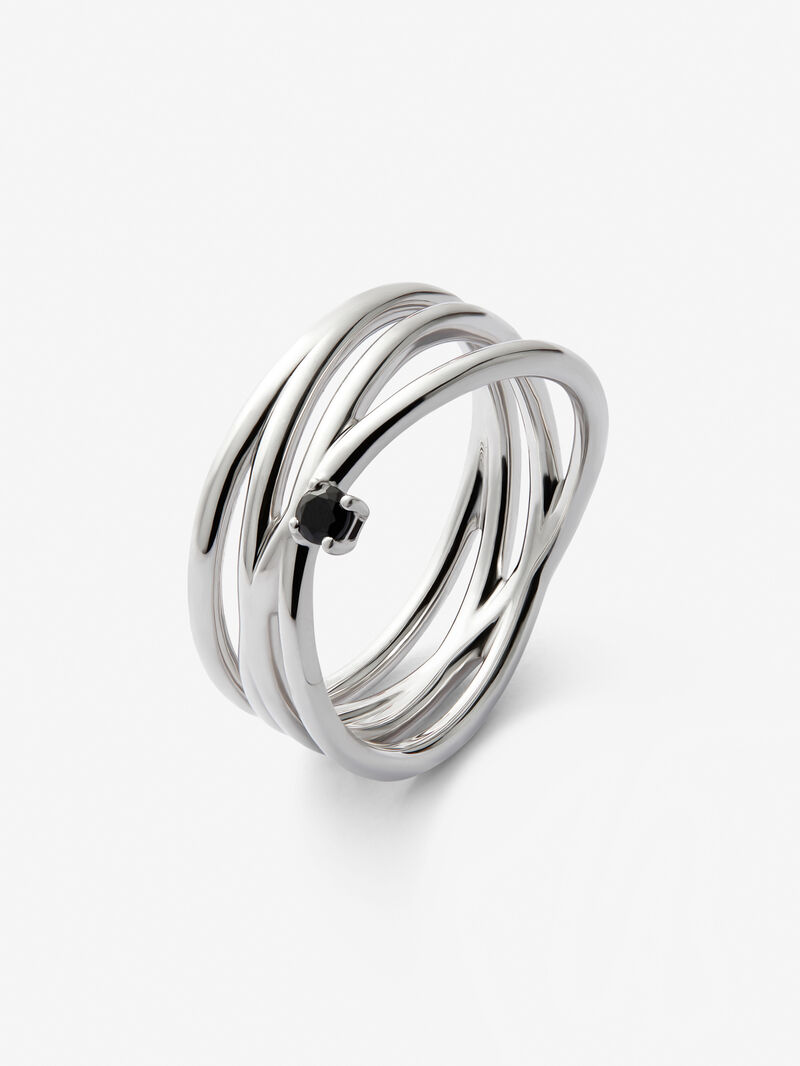 Cross multi-arm ring in 925 silver with brilliant-cut black spinel image number 0