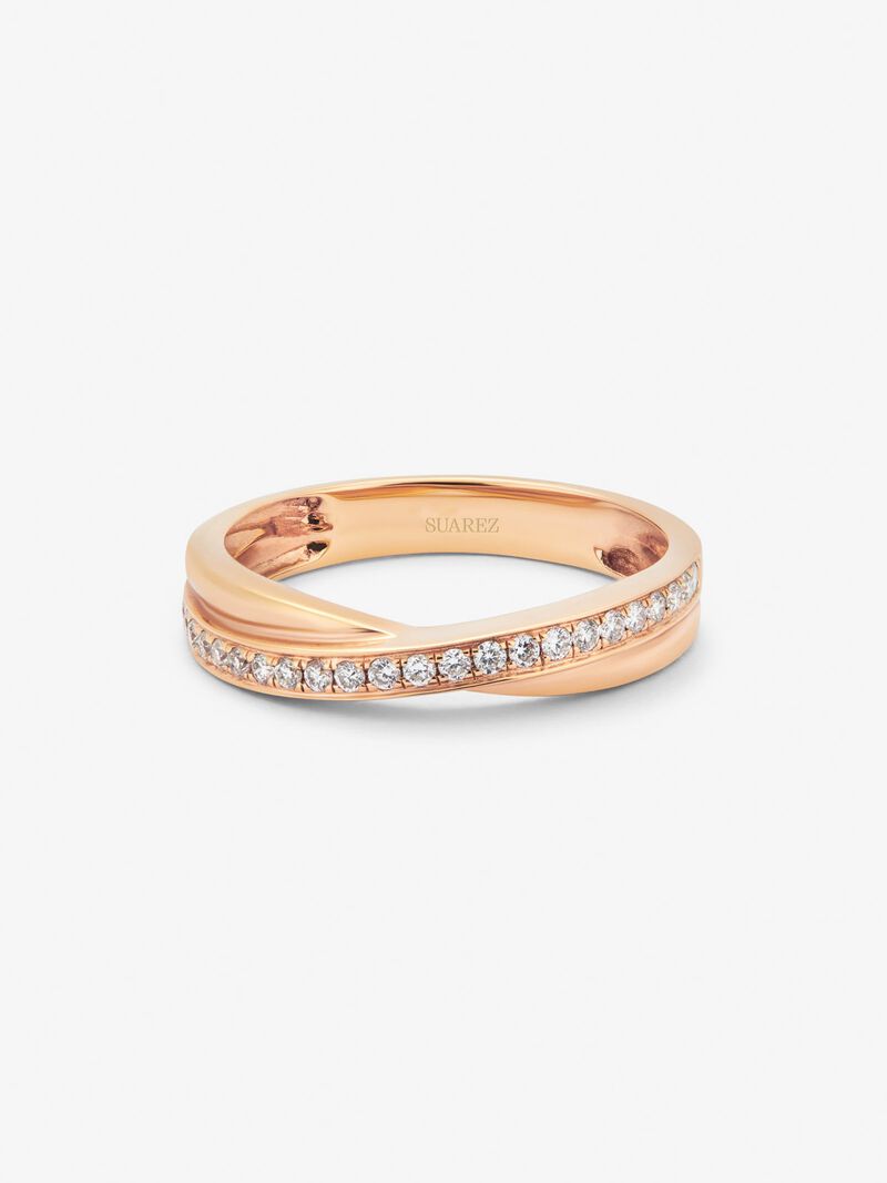 18K rose gold cross ring with 23 brilliant-cut diamonds with a total of 0.18 cts image number 2
