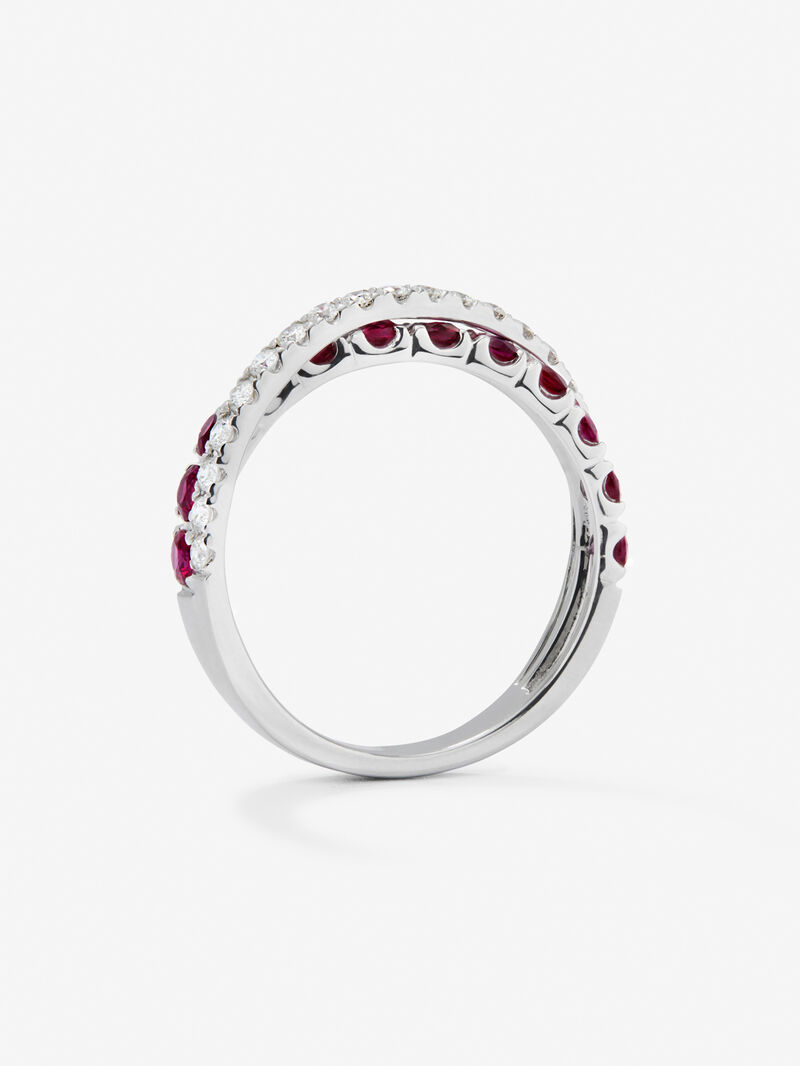 Double crossed ring in 18K white gold with 12 brilliant-cut rubies with a total of 0.95 cts and 20 brilliant-cut diamonds with a total of 0.33 cts image number 6