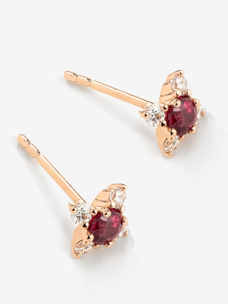 18K rose gold hoop earrings with 2 brilliant-cut red rubies with a total of 0.29 cts and 8 brilliant-cut diamonds with a total of 0.17 cts image number 2
