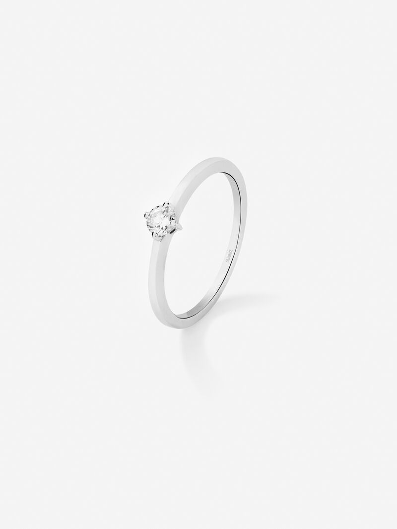18K White Gold Cross Ring with Diamond image number 0