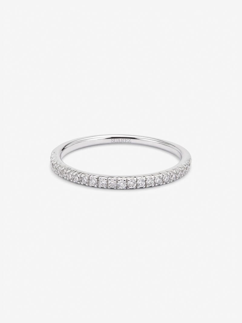 Half wedding band in 18K white gold with brilliant-cut pavé diamonds with a total of 0.15 cts image number 1