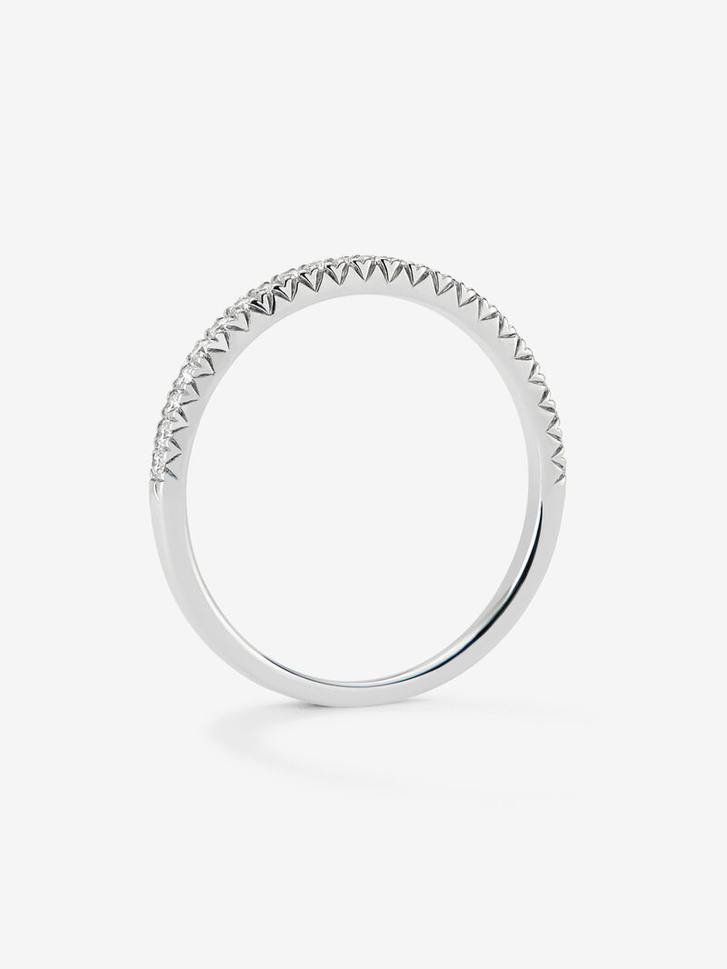 Half wedding band in 18K white gold with brilliant-cut pavé diamonds with a total of 0.15 cts image number 2