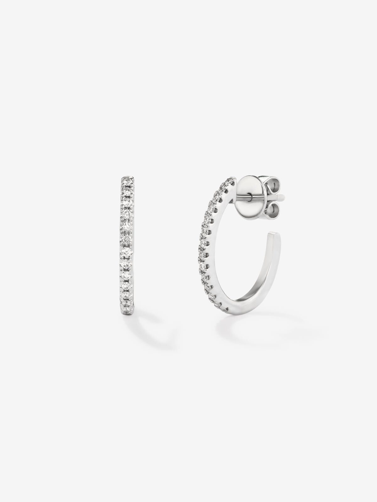 Thin diamond discount hoop earrings