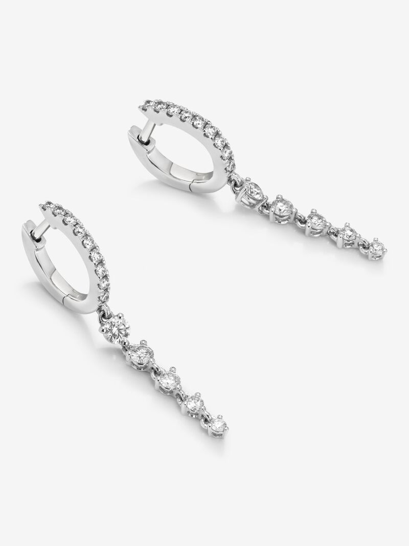 Long hoop earrings made of 18K white gold with diamonds. image number 2