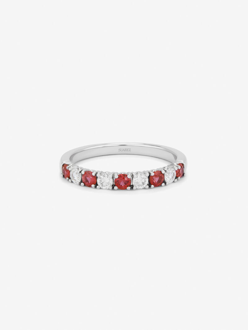 Half-eternity 18K gold ring with ruby and diamond image number 2