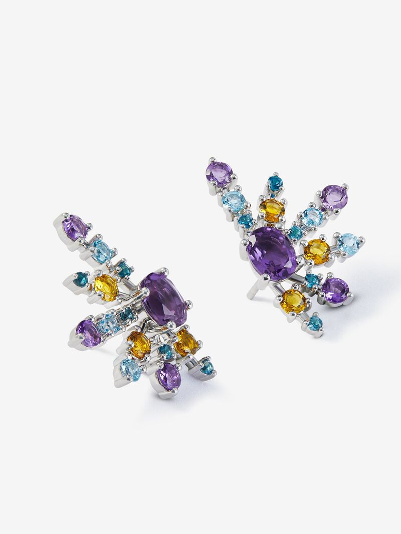 925 silver earrings with amethysts, topazes and citrine quartz image number 2