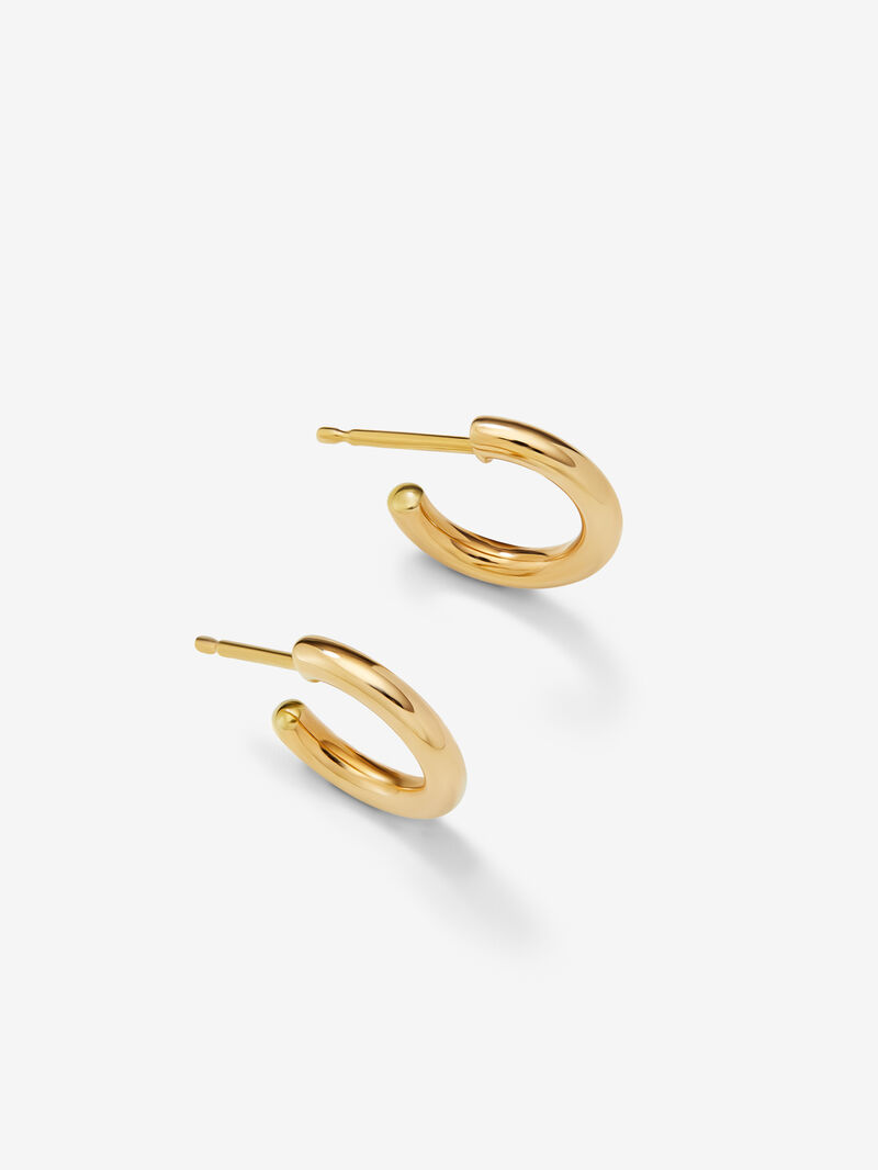 Small smooth hoop earrings made of 18K yellow gold. image number 2