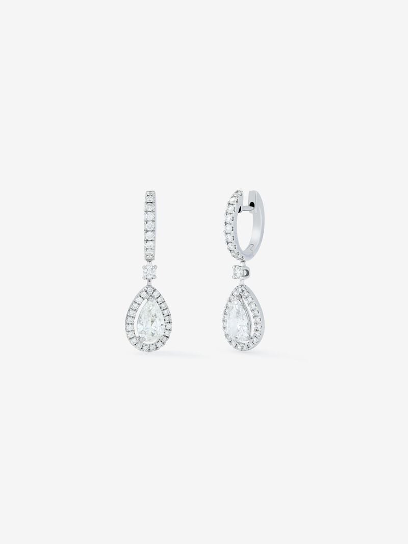 18K white gold hoop earrings with 48 brilliant-cut diamonds with a total of 0.4 cts and 2 pear-cut diamonds with a total of 0.3 cts image number 0