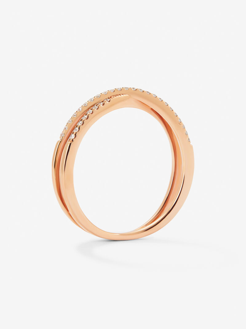 18K rose gold cross ring with 40 brilliant-cut diamonds with a total of 0.12 cts image number 3
