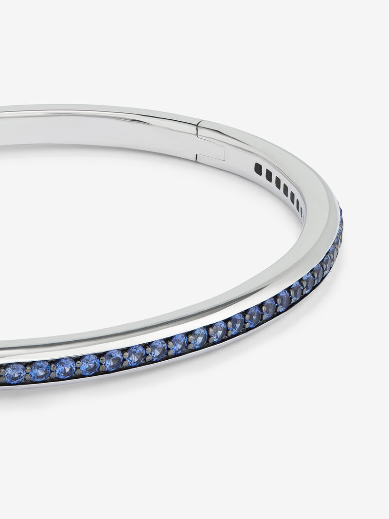 925 Silver rigid bracelet with sapphires. image number 1
