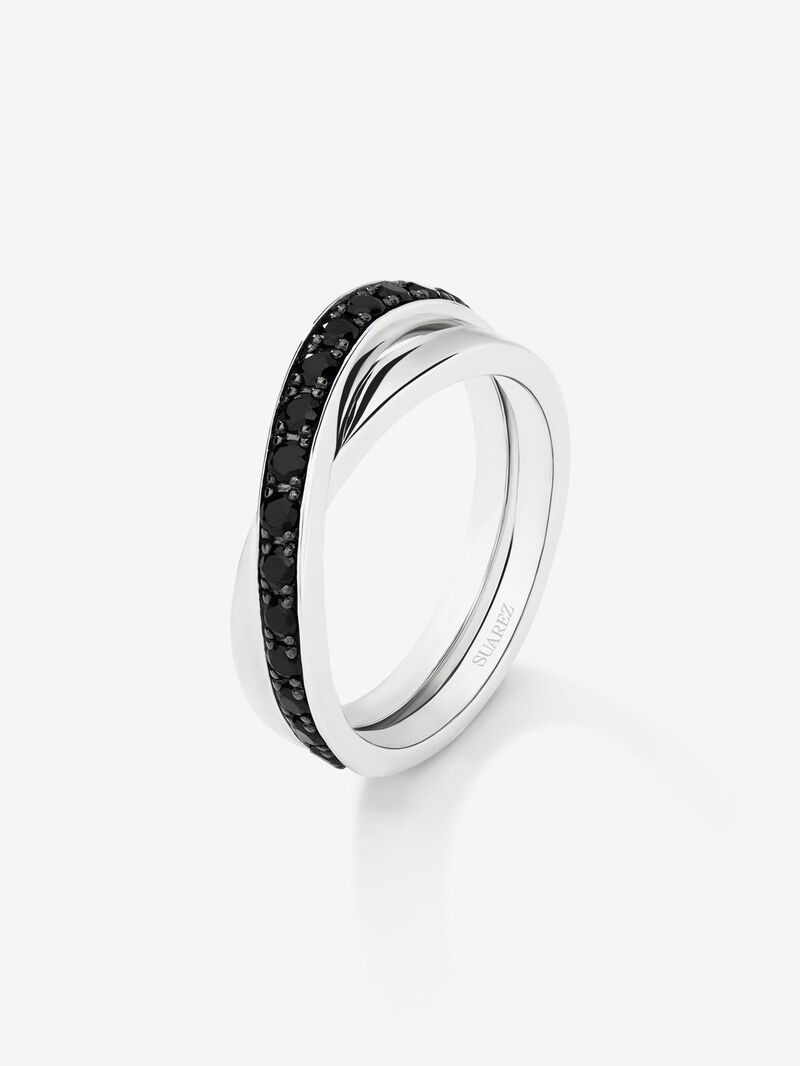 928 Silver Crossed Ring with Spinel Stones image number 0