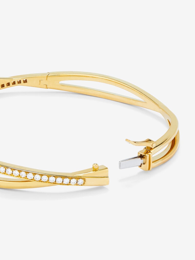 Rigid yellow gold bracelet of 18k with white diamonds in 0.74 cts image number 8