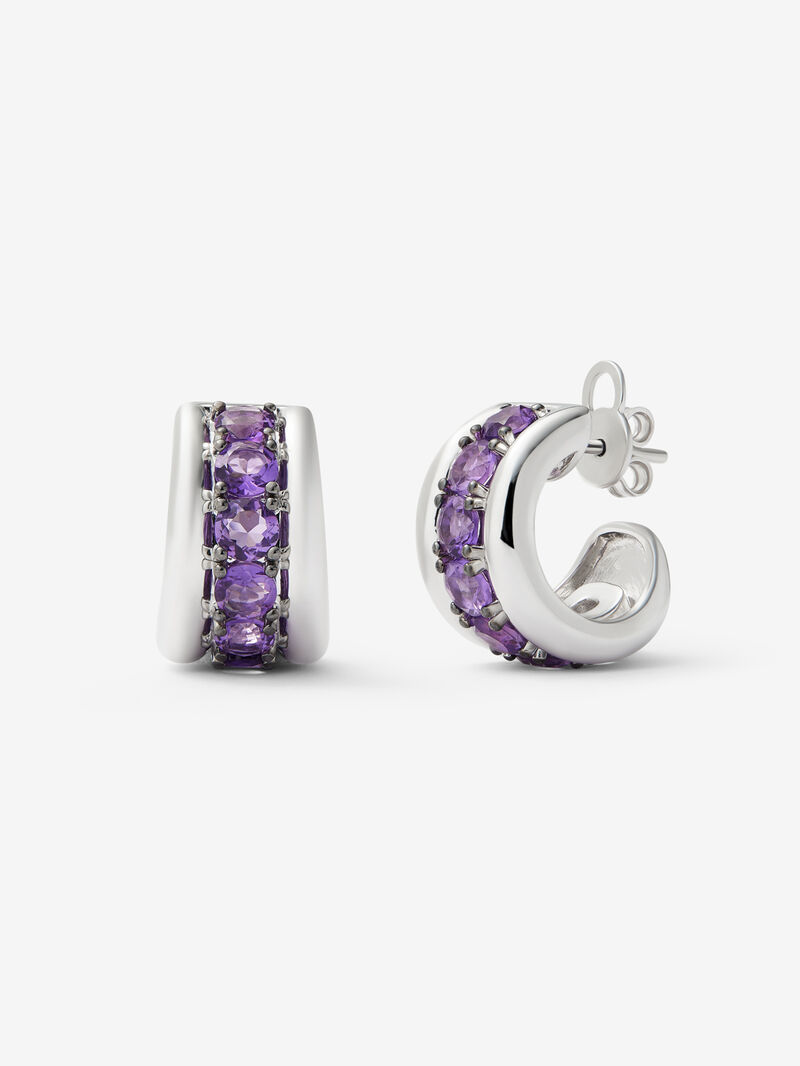 925 silver earrings with brilliant-cut amethyst pave image number 0