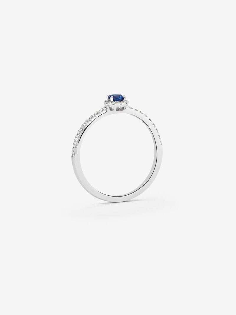 18K White Gold Orla Ring with Zafiro and Diamond image number 4
