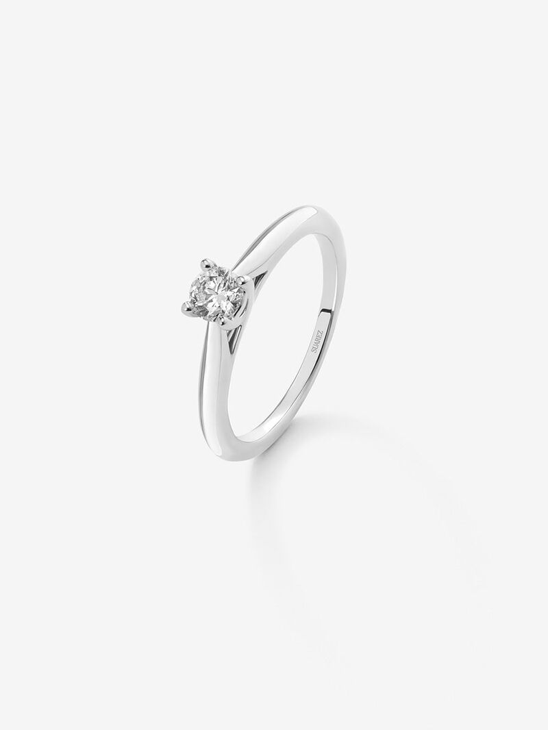 18K white gold solitaire ring with 0.08 ct brilliant cut diamond image number 0