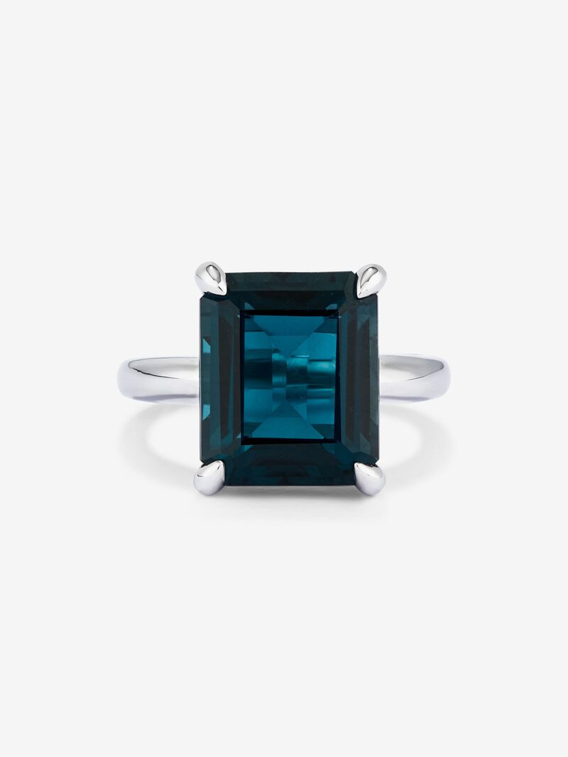 Silver ring with London blue topaz stone image number 1