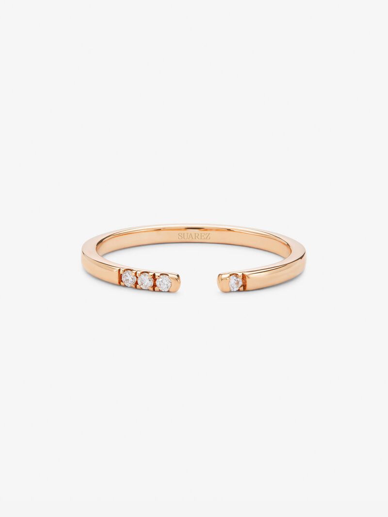 18K rose gold open ring with 4 brilliant-cut diamonds with a total of 0.05 cts image number 1