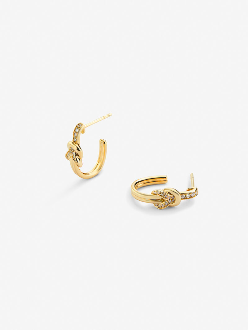 18k yellow gold ring earrings with white diamonds of 0.11 cts and knot shape image number 2