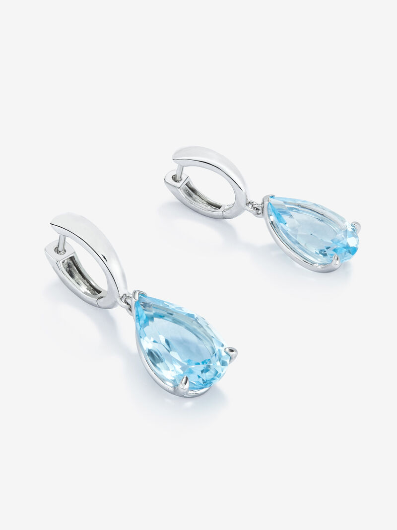 925 Silver hoop earrings with hanging topaz image number 1