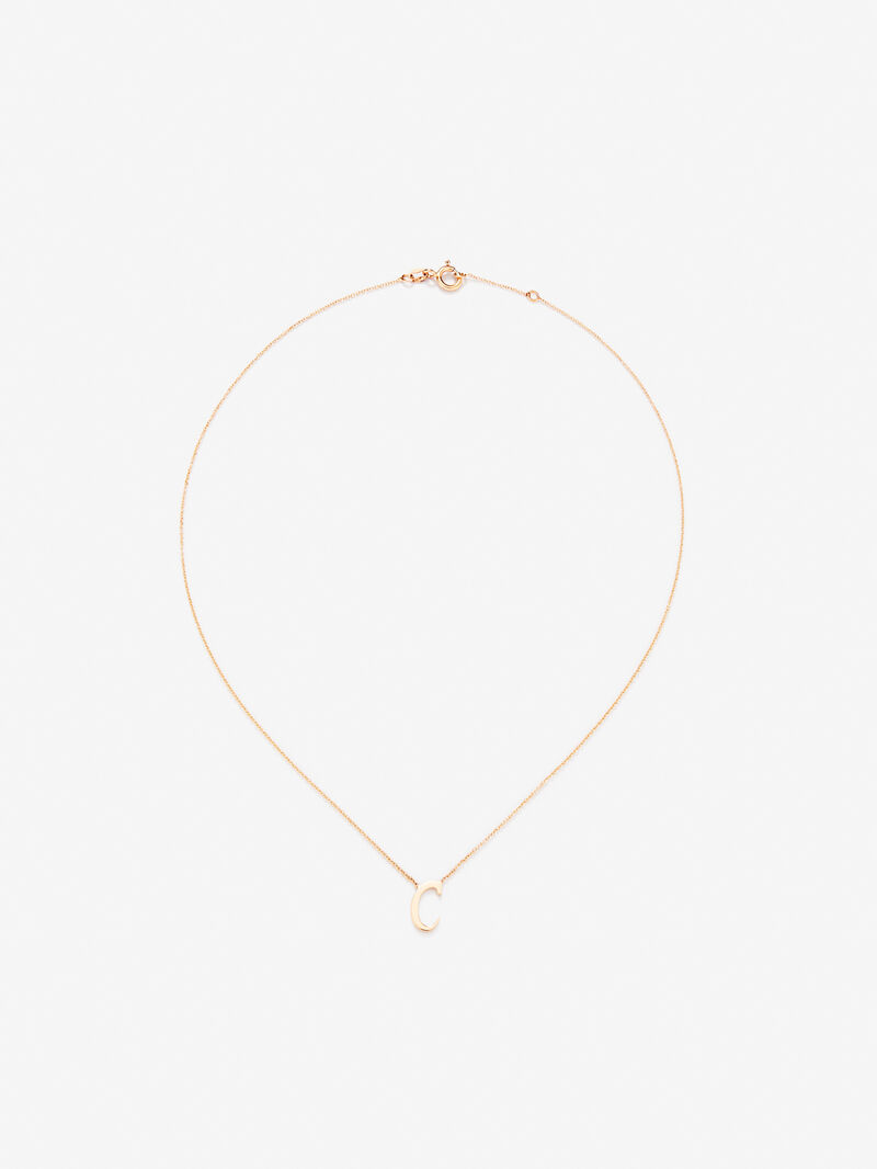 18K Rose Gold Pendant Chain with Initial C image number 0