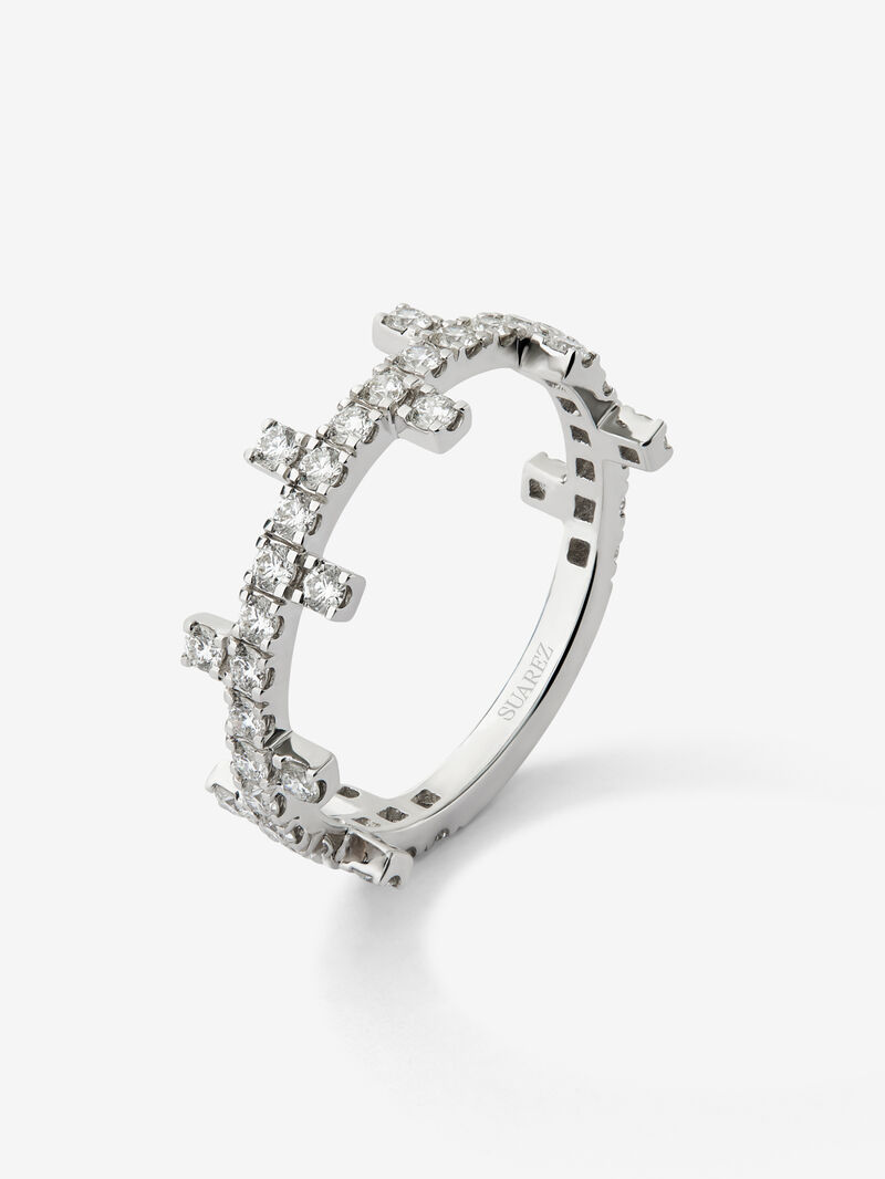 18K white gold ring with 0.7 ct brilliant cut diamonds image number 0