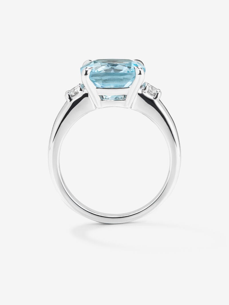 Three-piece 925 silver ring with topaz and diamonds image number 4