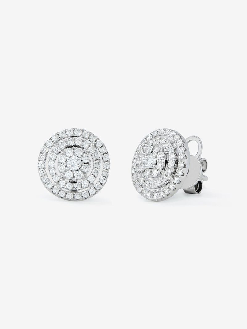 18K white gold earrings with pave diamonds. image number 0