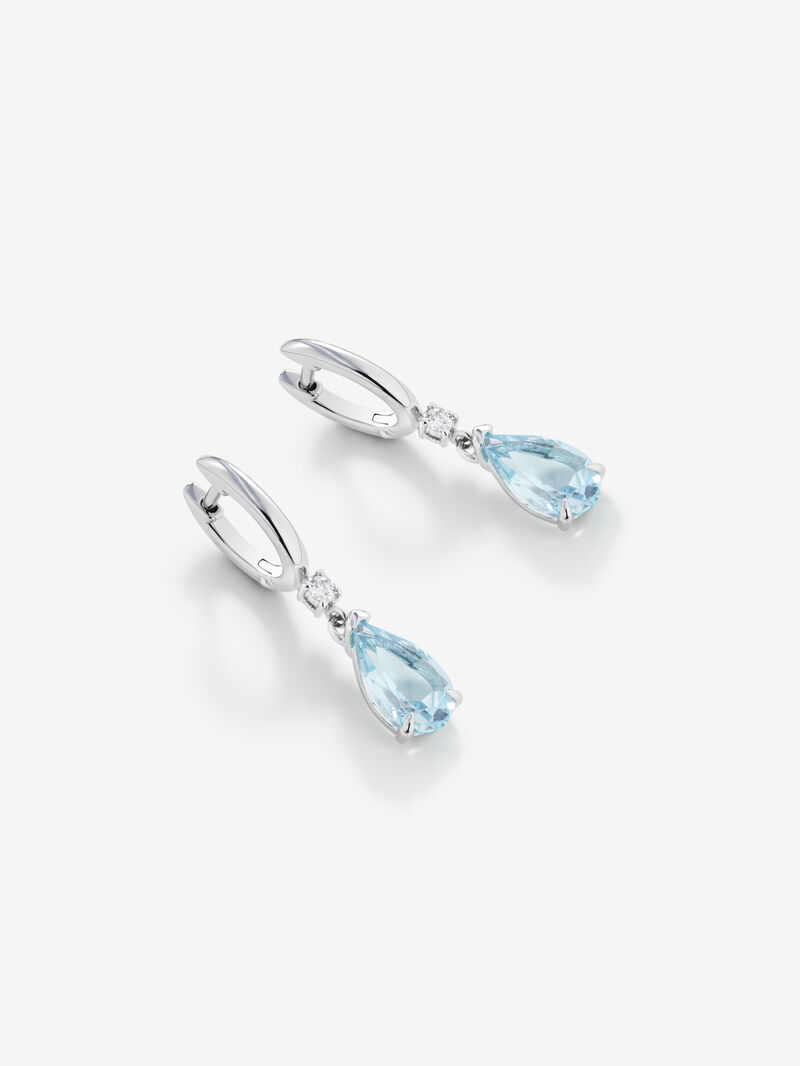 Long silver earrings with sky topaz image number 4