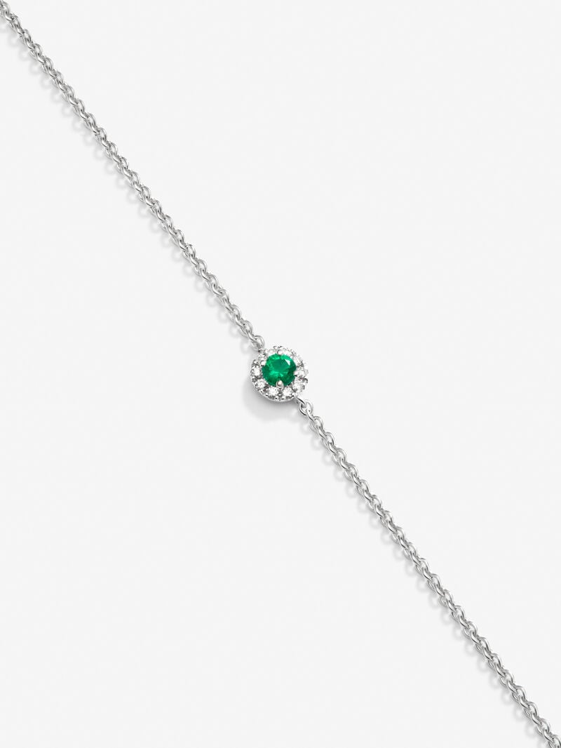 18K white gold bracelet with 0.1 ct brilliant-cut emerald and 0.05 ct brilliant-cut diamonds image number 3
