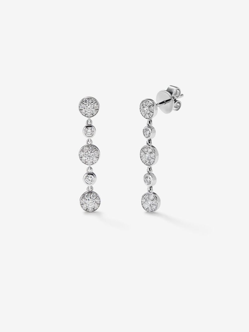 18K white gold earrings with 10 brilliant-cut diamonds of 0.7 cts image number 0