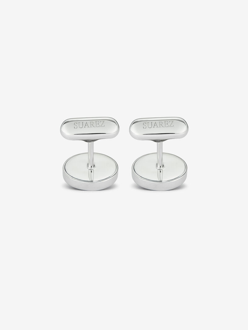 925 silver cufflinks with 2 onyx with a total of 5.44 cts and engraving image number 1