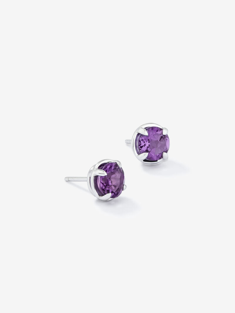 925 silver earrings with 2 brilliant-cut purple amethysts image number 2