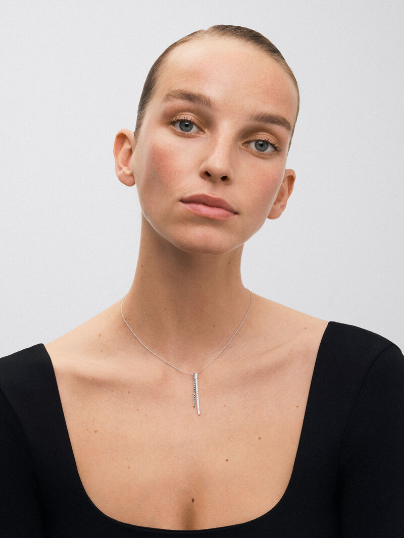 18K gold necklace with black diamond and white diamond image number 1