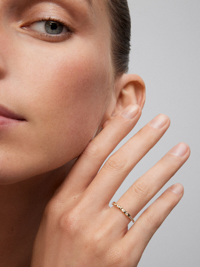 18K yellow gold ring with 13 brilliant-cut diamonds with a total of 0.16 cts image number 3