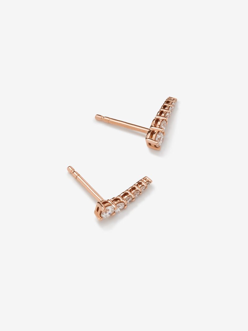 18K Rose Gold Climber Earrings with Diamonds image number 2