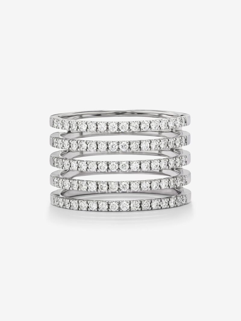 18K white gold multi-arm ring with 80 brilliant-cut diamonds with a total of 0.8 cts image number 1