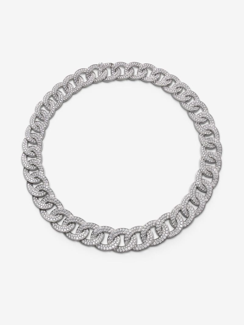 Bearded link necklace in 18K white gold and brilliant-cut diamonds with a total of 33.44 cts image number 0