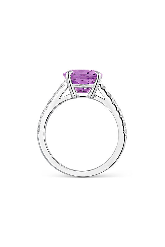 18kt white gold ring with a 3.51ct purple amethyst stone and diamonds band, SO22031-OBDAM11X9_V