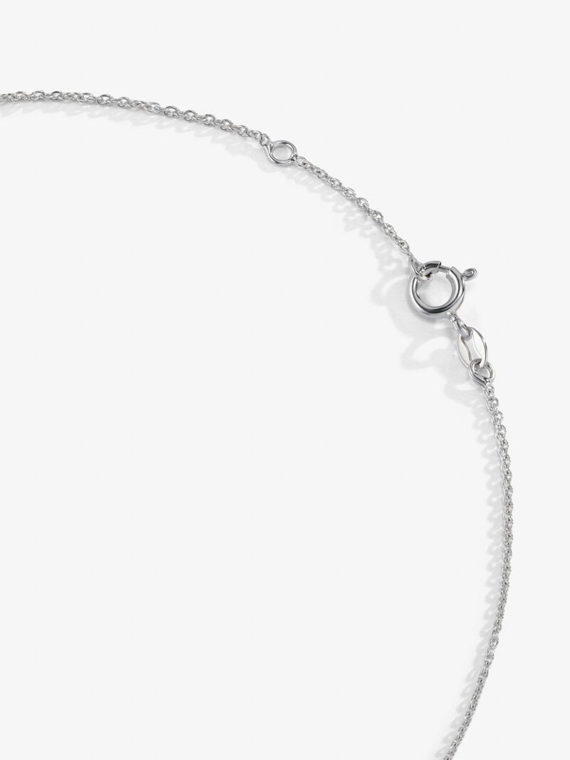 Pendant necklace with small initial in 18K white gold and diamonds. image number 6