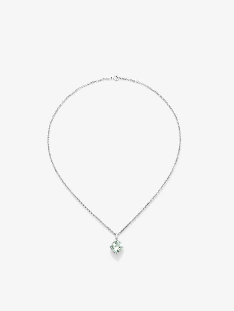 925 silver chain pendant with green amethyst image number 0