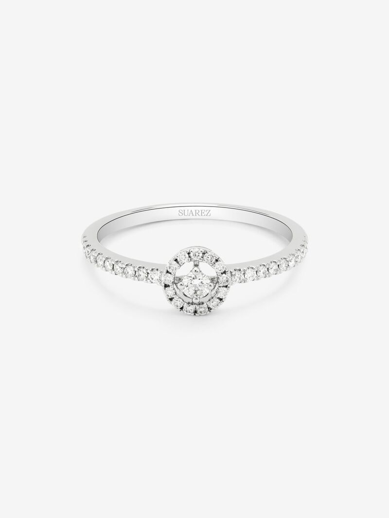 18K white gold ring with central brilliant-cut diamond of 0.06 cts and border and arm of 33 brilliant-cut diamonds with a total of 0.18 cts image number 2