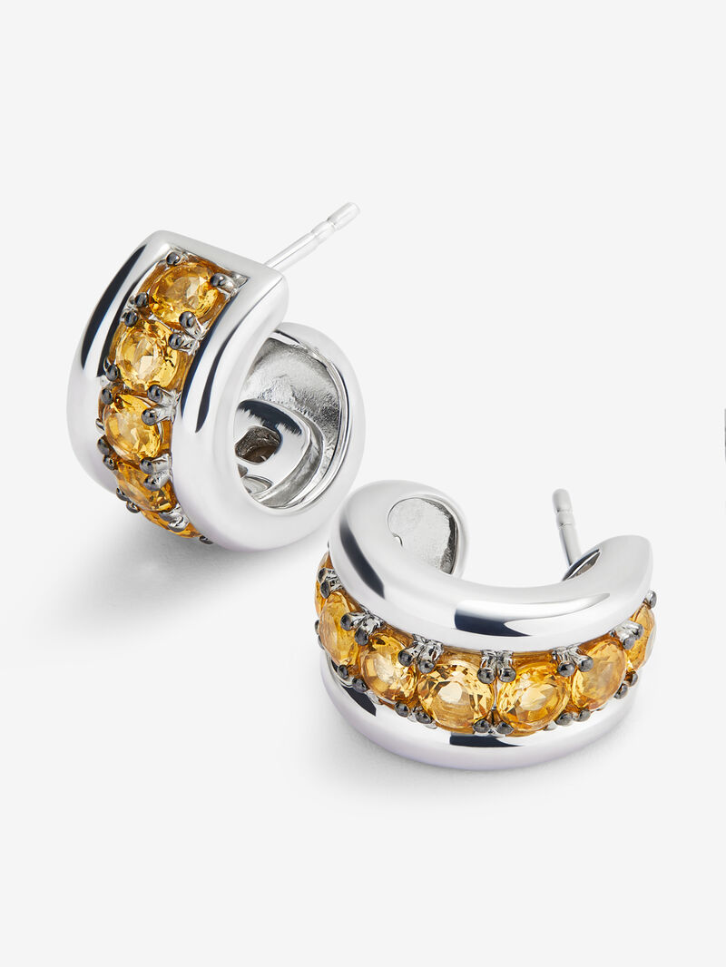 925 silver earrings with paved brilliant-cut citrine quartz image number 2
