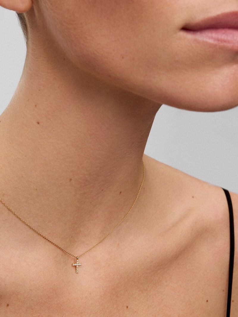 18K yellow gold chain pendant with diamonds image number 1