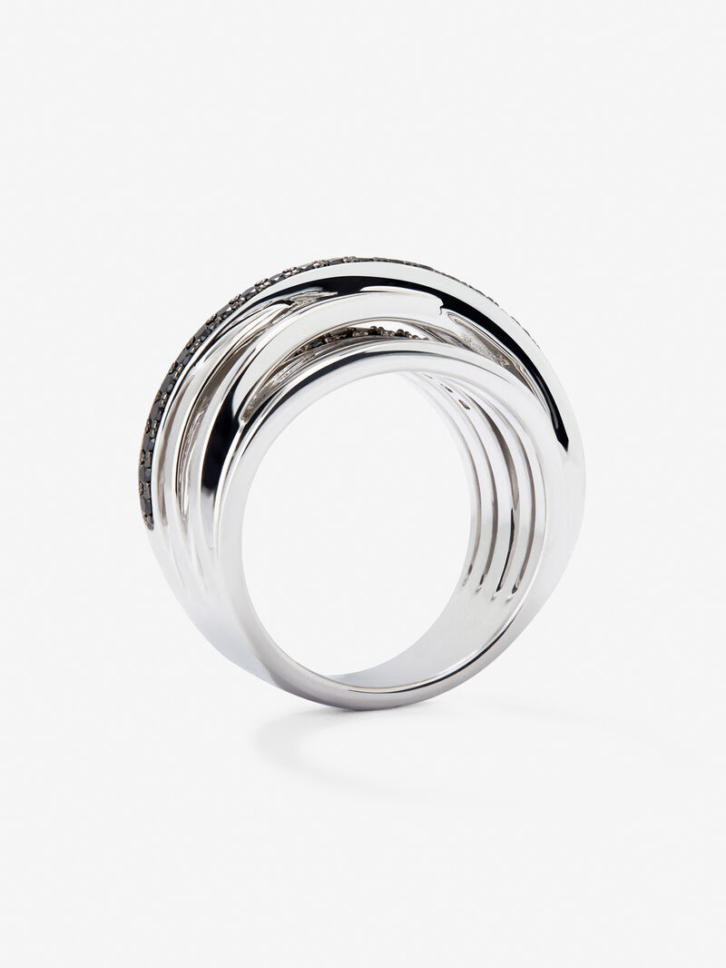 925 silver crossed multi-arm ring with 36 brilliant-cut black spinels image number 5