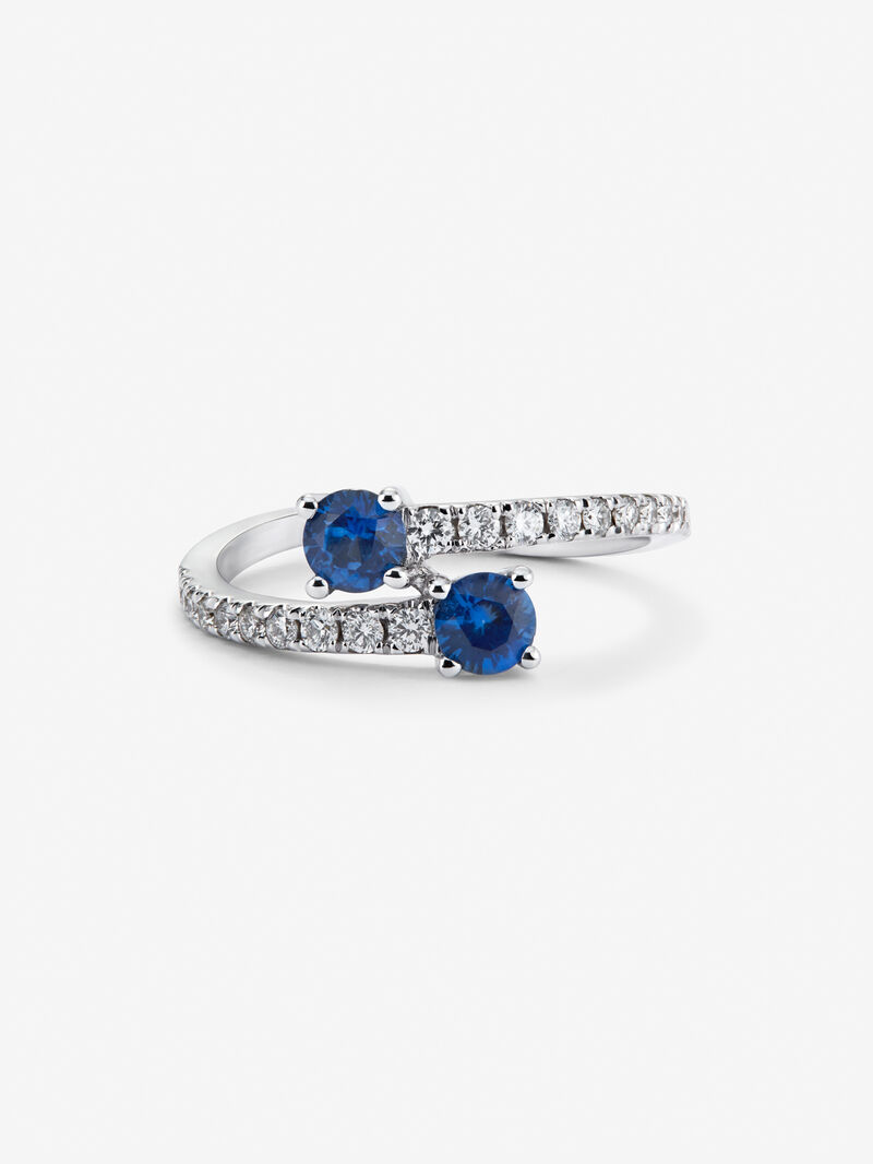 You and I of 18k White Gold with Zafiro and Diamond image number 2