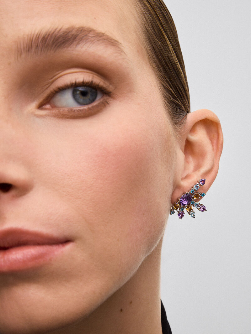 925 silver earrings with amethysts, topazes and citrine quartz image number 3