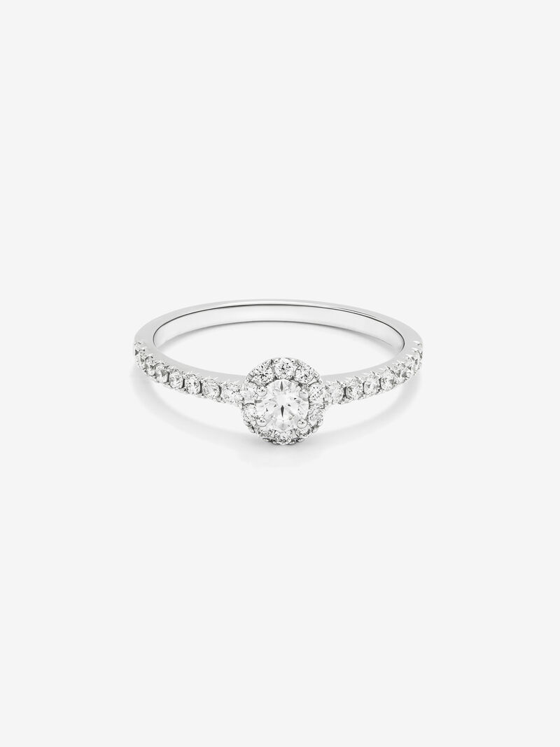 18K white gold solitary engagement ring with diamond halo image number 2