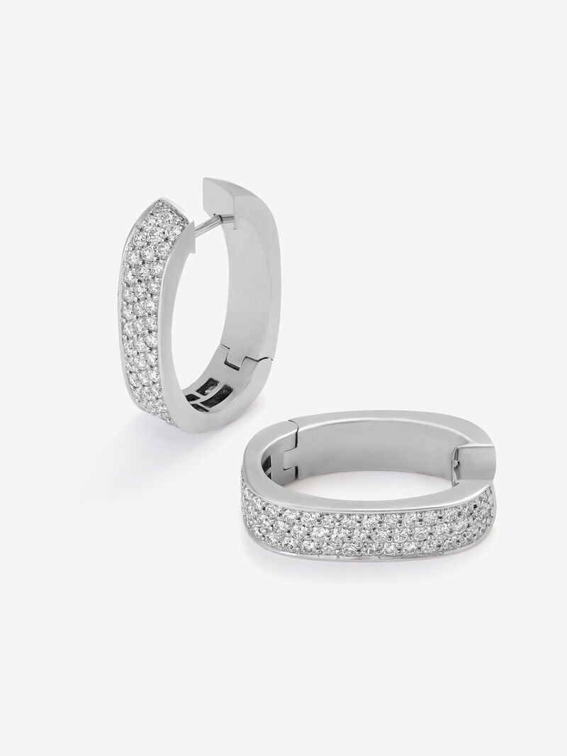 18K White Gold Earrings with Brilliant-Cut Pavé Diamonds image number 2