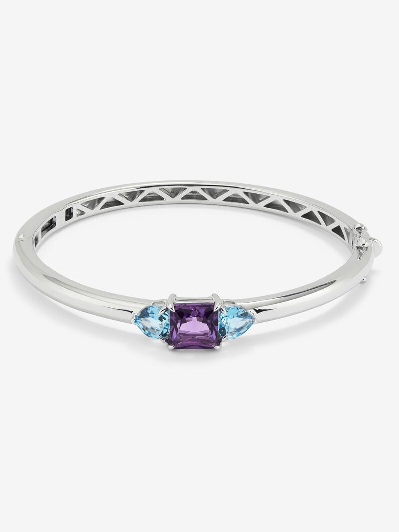 925 Silver Rigid Bracelet with Amethyst and Topaz image number 0